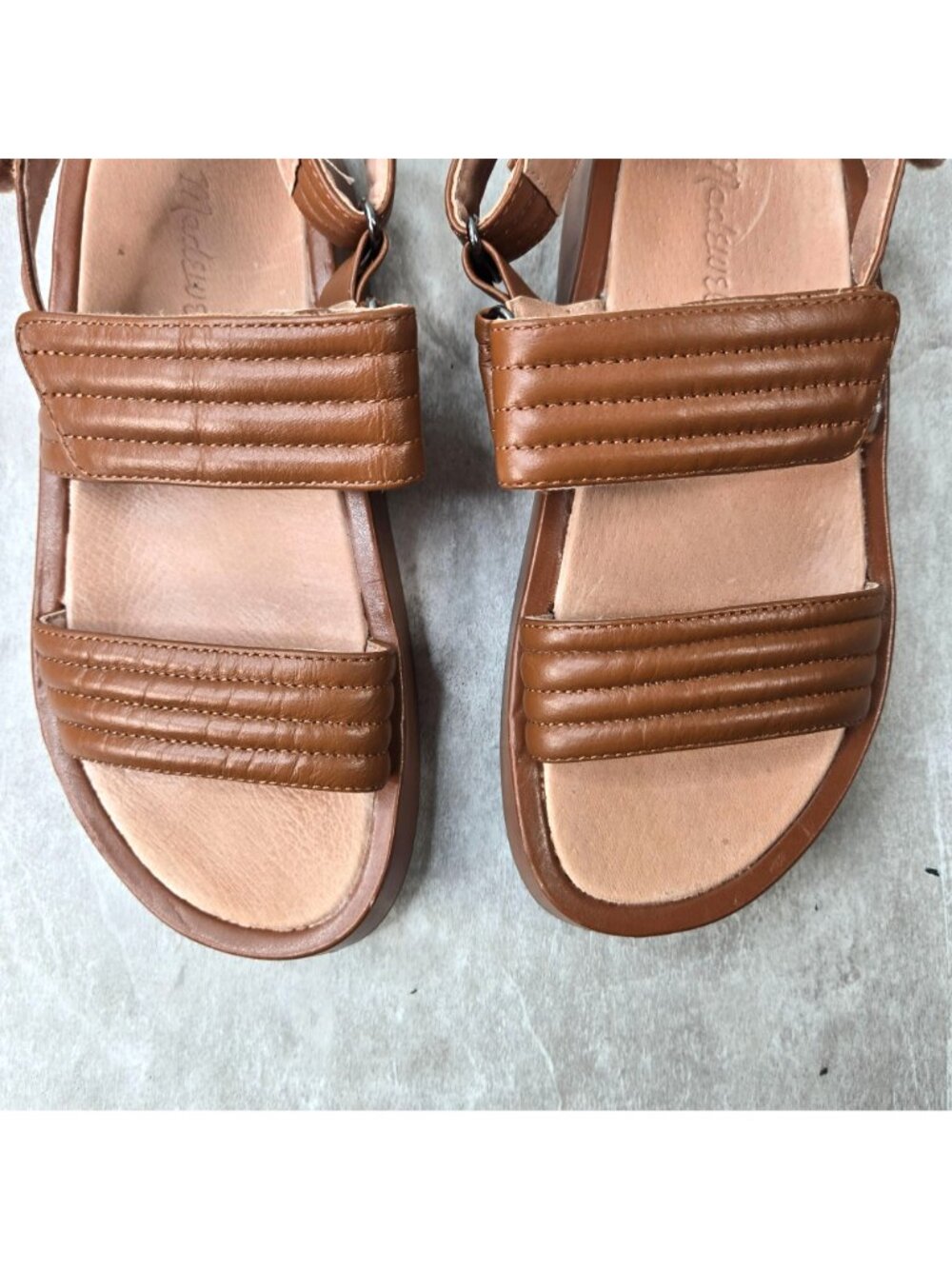 Madewell Platform Sandals 6 Brown Quilted Leather Minimalist Bohemian Fisherman - Picture 10 of 12